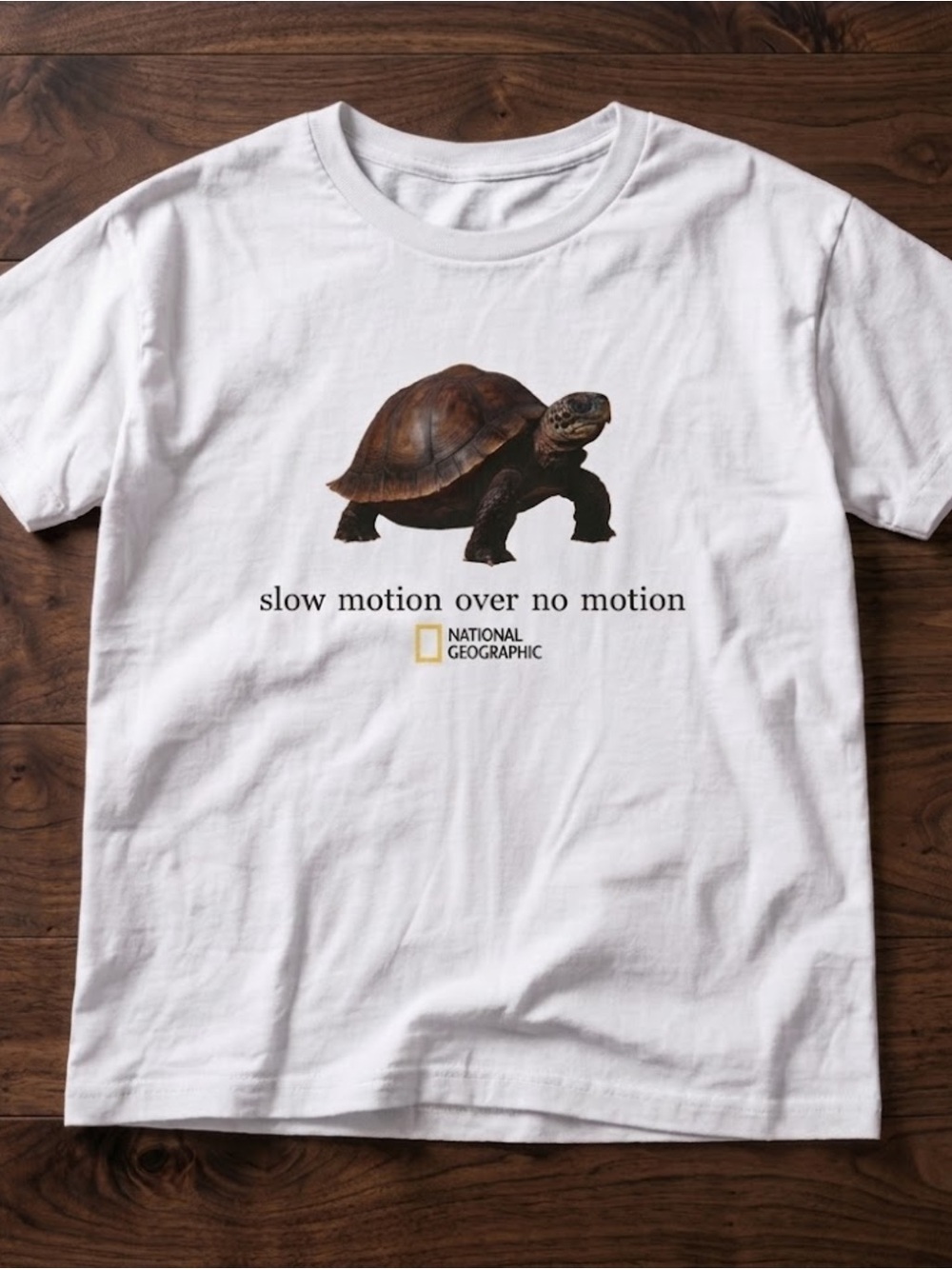 Slow Motion Over No Motion Turtle Graphic White Cotton Gildan T-shirt